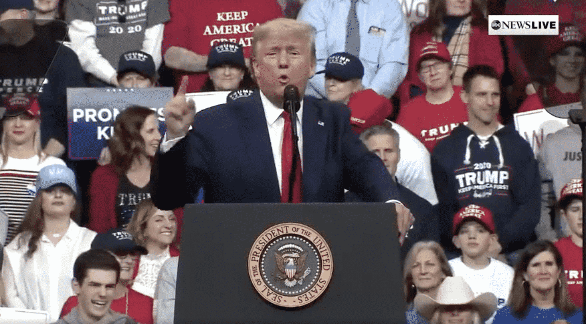 Trump’s Mockery of Pelosi Leads to New Hampshire Rally Attendees Chanting ‘Lock Her up’