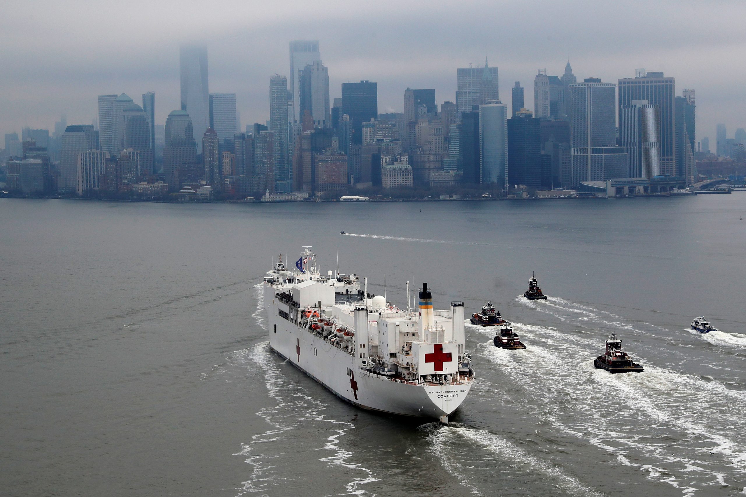 Hospital Ship USNS Comfort Arrives in New York City to Assist Healthcare Workers