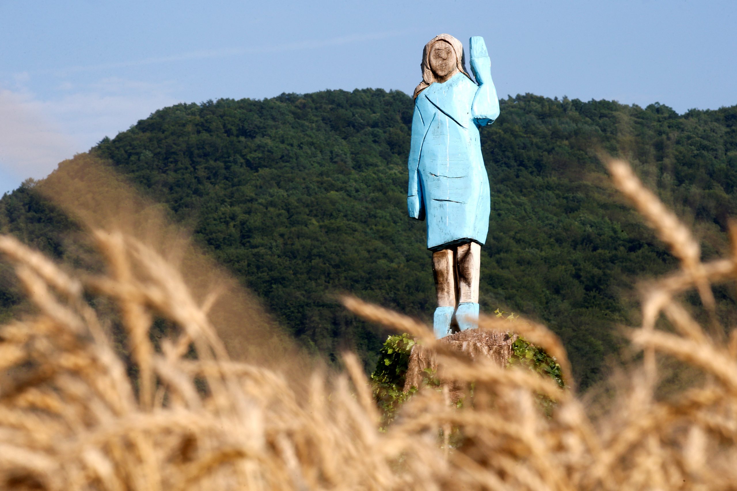 US First Lady Melania Trump Statue Set on Fire in Slovenia