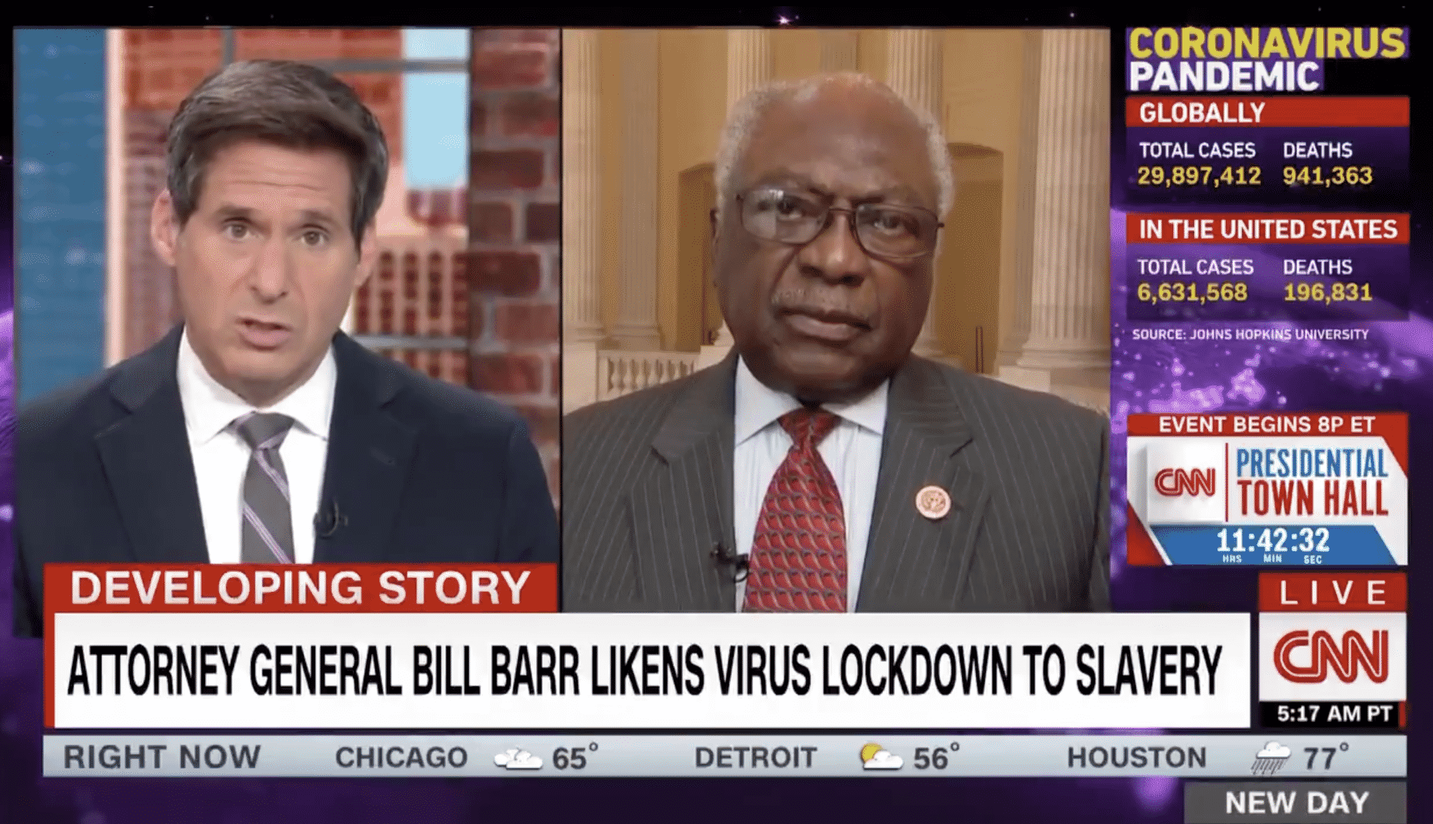 Clyburn Takes Aim at Barr for Comparing Coronavirus Lockdowns to ‘Human Bondage’