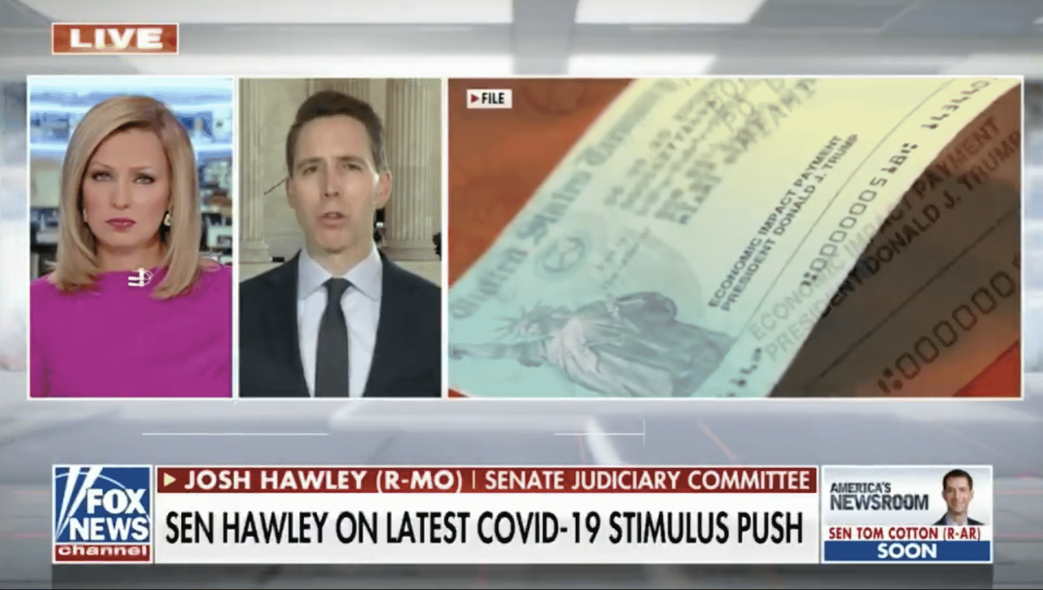 Hawley Introduces Legislation To Provide Another Round of Stimulus Checks