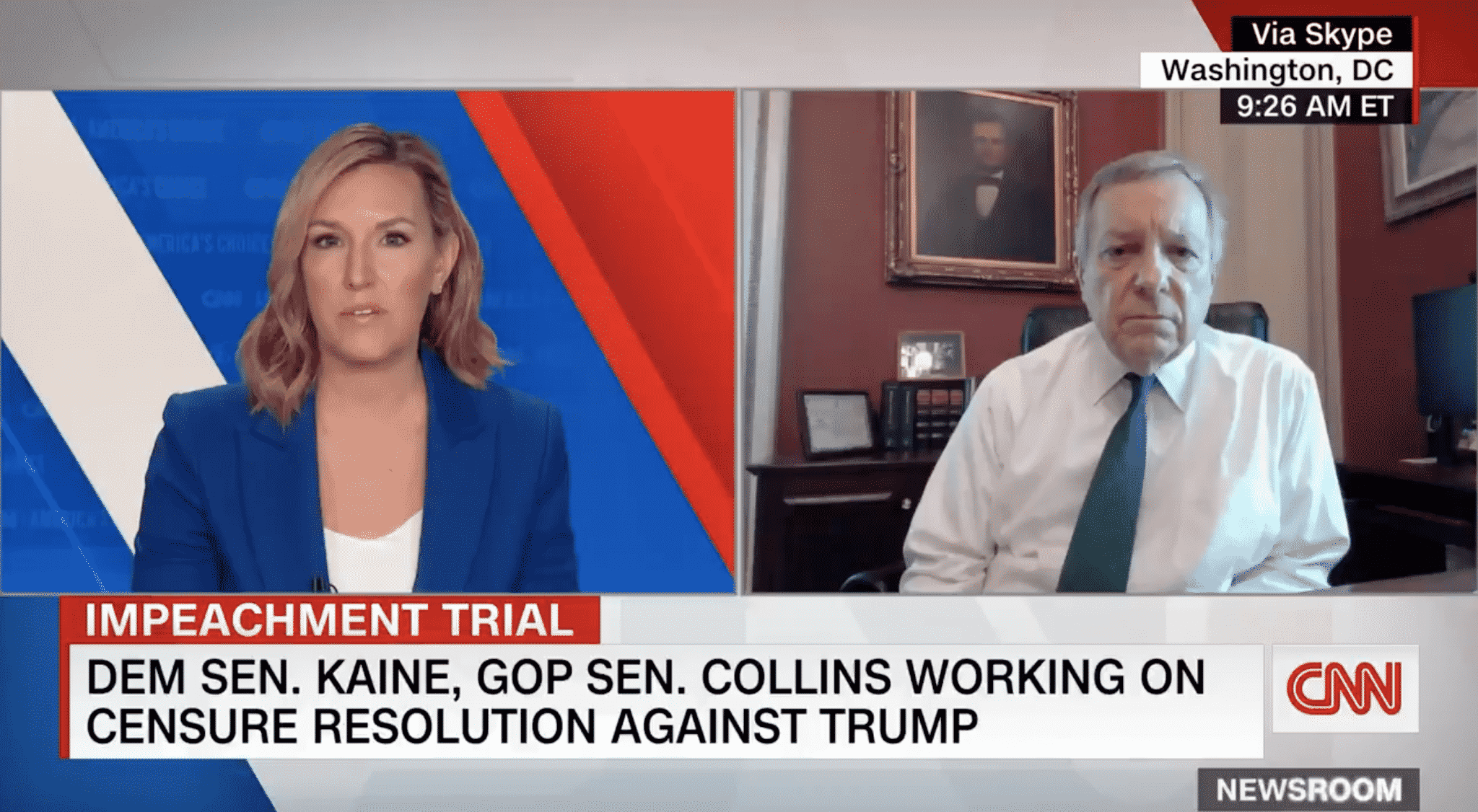 Durbin Voices Support for Censuring Trump, but Says the Senate Should Hold an Impeachment Trial