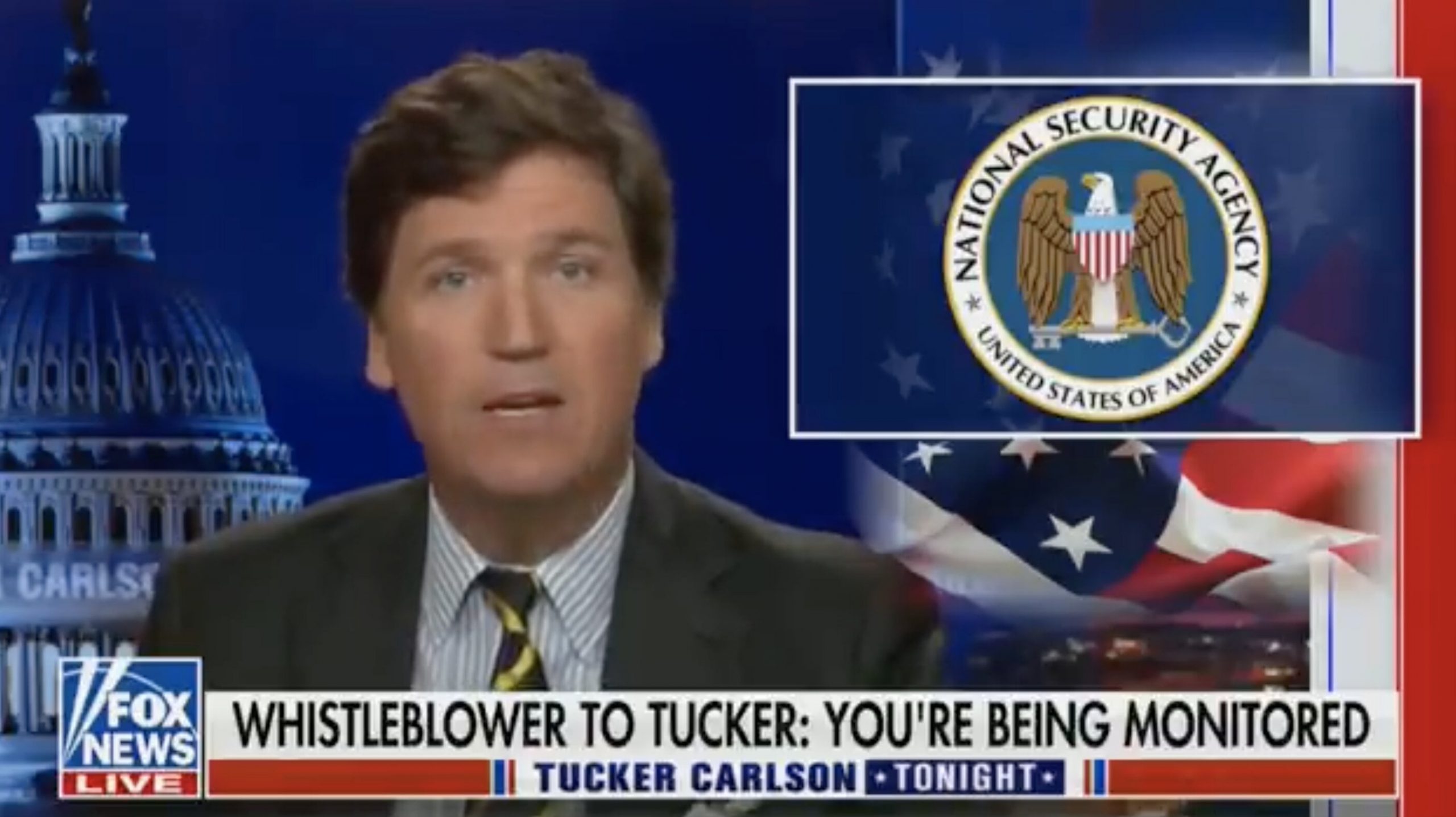 Tucker Carlson Claims the Biden Admin Is ‘Spying on Him’ in Effort To Take His Show ‘Off the Air’