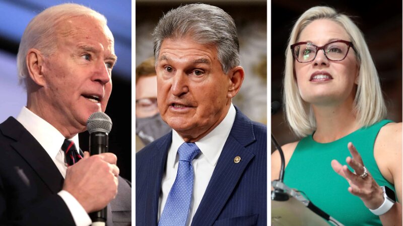 Biden Seemingly Takes Rare Swipe at Manchin and Sinema During Speech