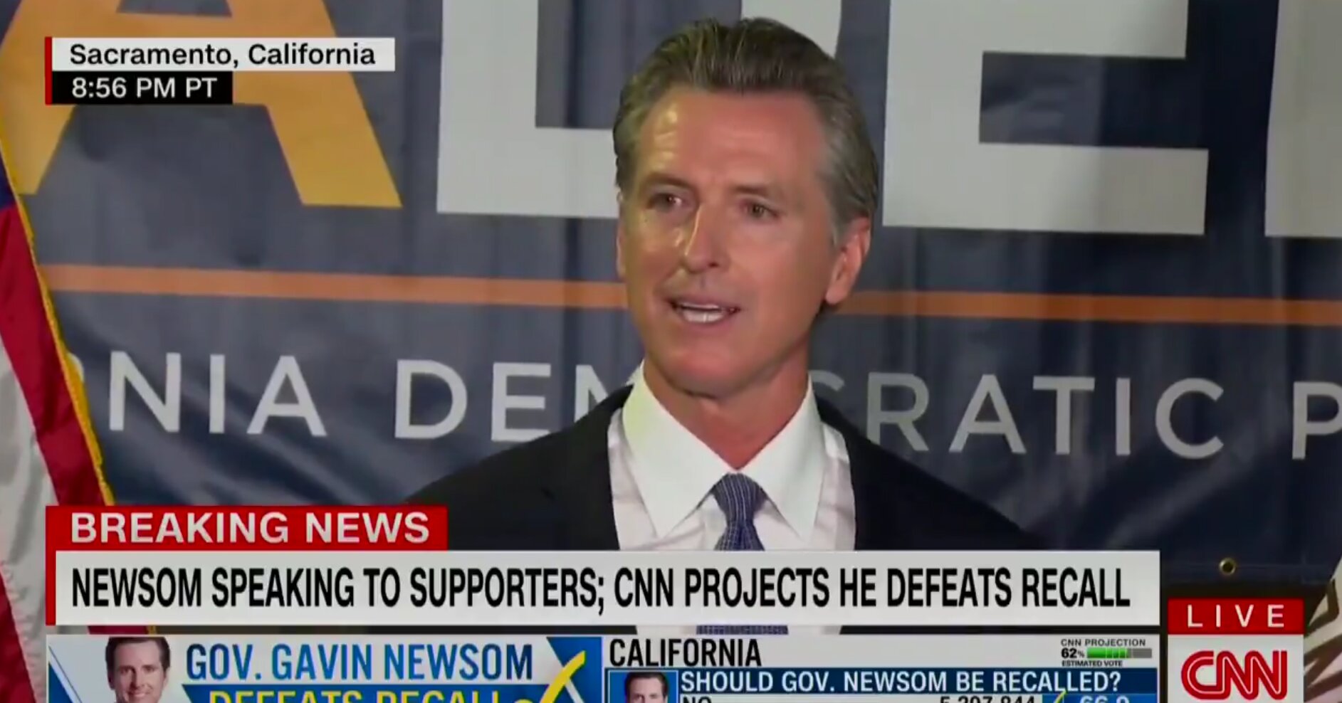‘Democracy Is Not a Football’: Newsom Takes Swipe at Trump During Victory Speech
