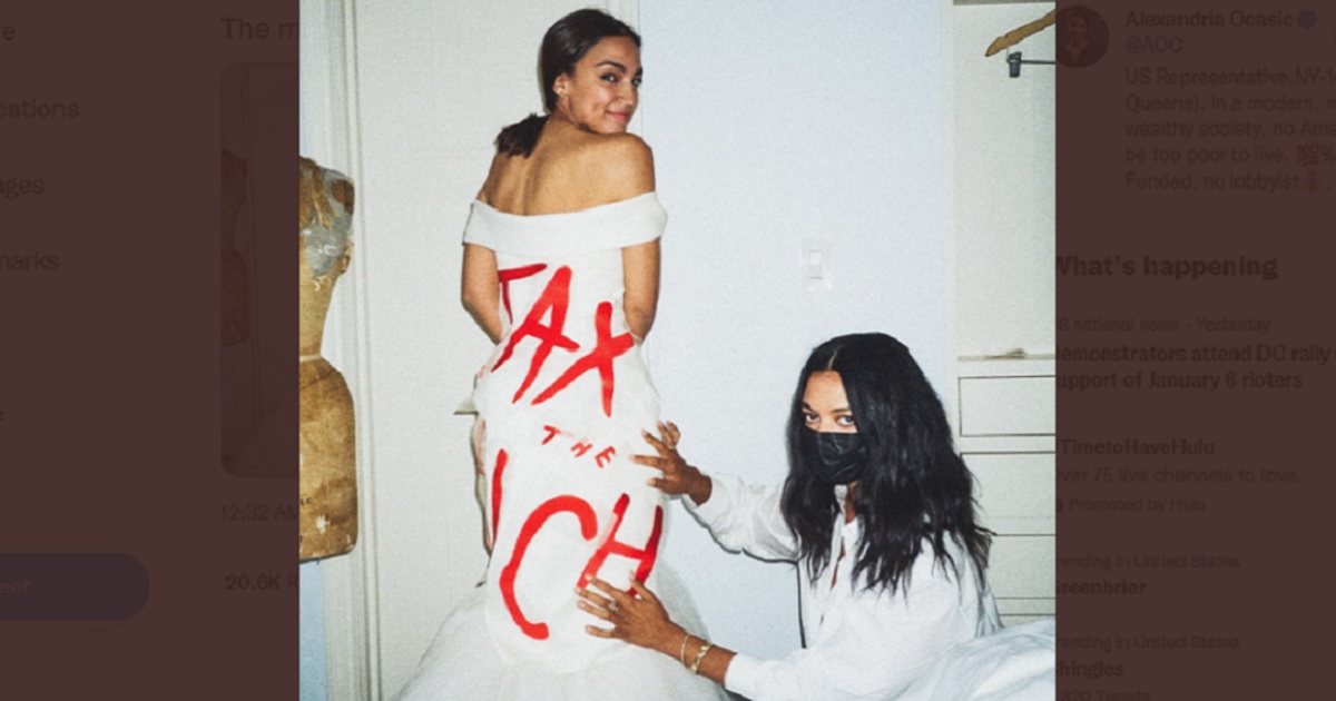 Report: Designer of AOC's 'Tax the Rich' Dress Is a Serial Tax Scofflaw