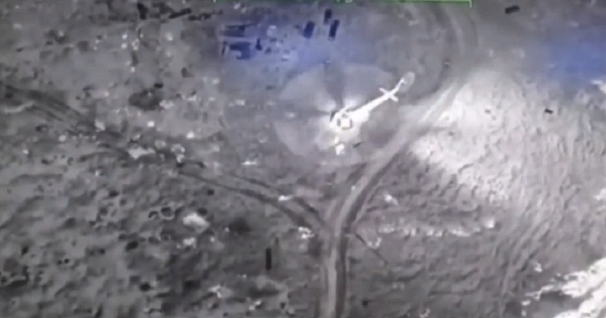 Watch: Ukrainian Drone Takes Out Helicopter as Enemy Troops Unload