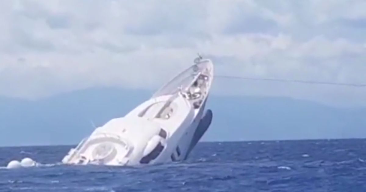 Italian Coast Guard Captures Capsized Superyacht's Final Moments Before It Slips Into the Sea