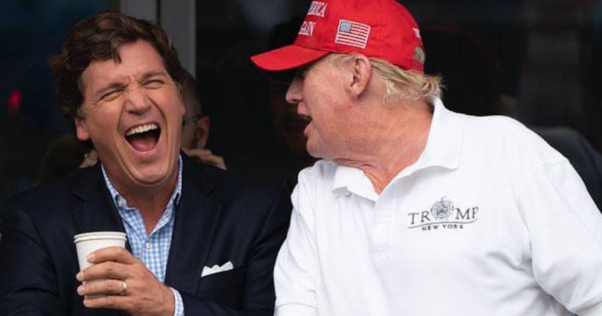 'Let's Go Brandon' Chant Erupts at LIV, Camera Pans to Trump and Tucker Reacting Pricelessly
