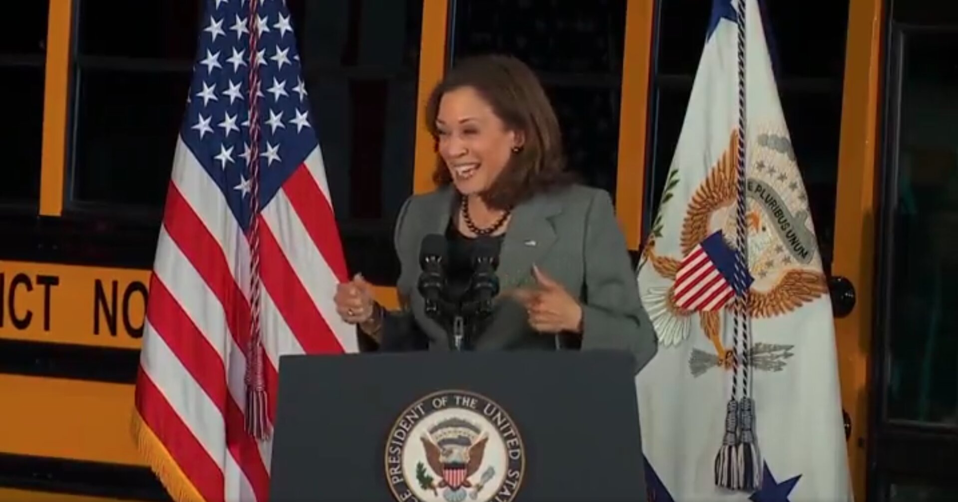 Harris Bizarrely Gushes About ‘The Yellow School Bus’