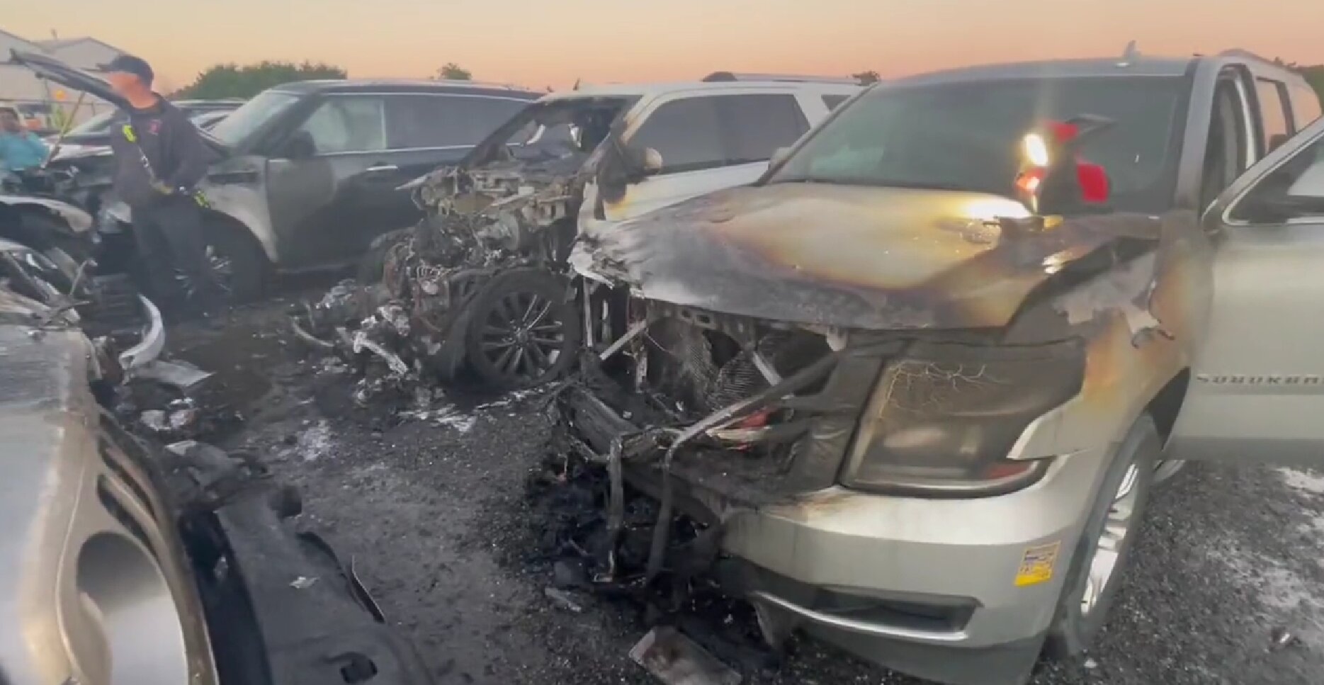 Vehicles Rented by Biden’s Secret Service Burst Into Flames in Parking Lot