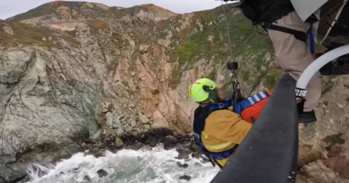 A Tesla crashed off of the Pacific Coast Highway in Northern California, and a helicopter was sent to help rescue the individuals.