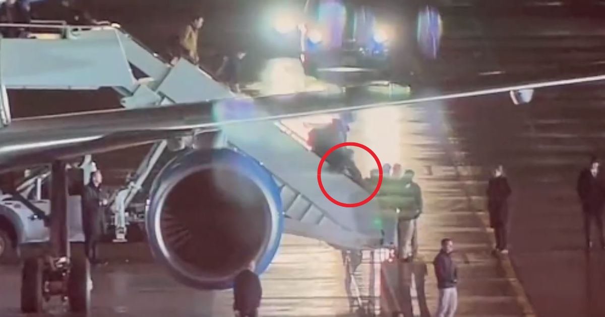 After President Joe Biden and his staff landed in Warsaw, Poland, on Monday night, someone fell down the steps of Air Force One.