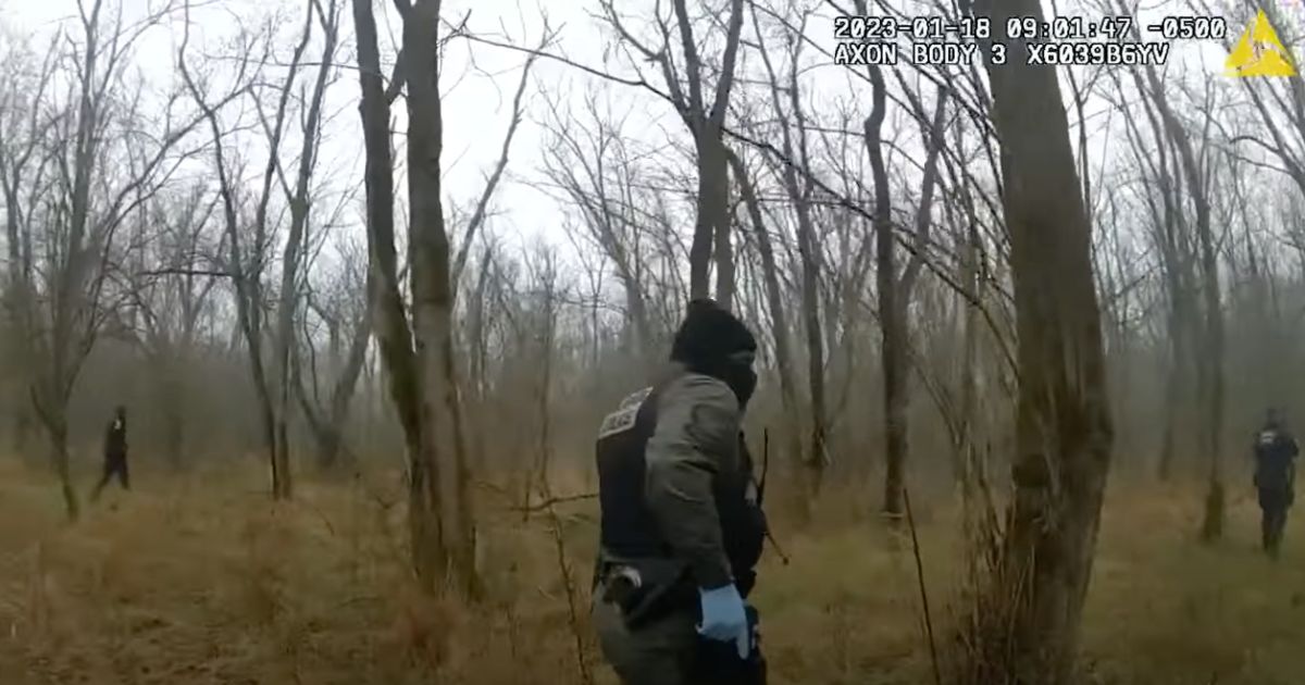 The footage shows the moment a police officer was shot during the operation.