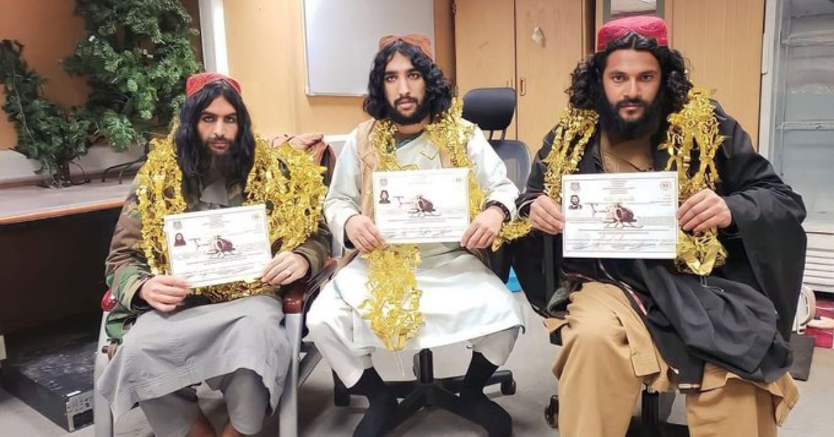 The Taliban released a photo of three pilots who had just completed their training.