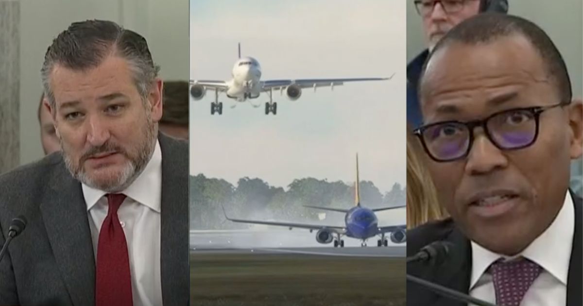 Texas Sen. Ted Cruz, left, grilled acting FAA Administrator Billy Nolen about the near-miss incident, asking, "How can this happen?"