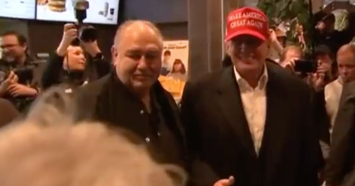 Former President Donald Trump made a stop at a McDonald's in East Palestine, Ohio, before boarding his plane.