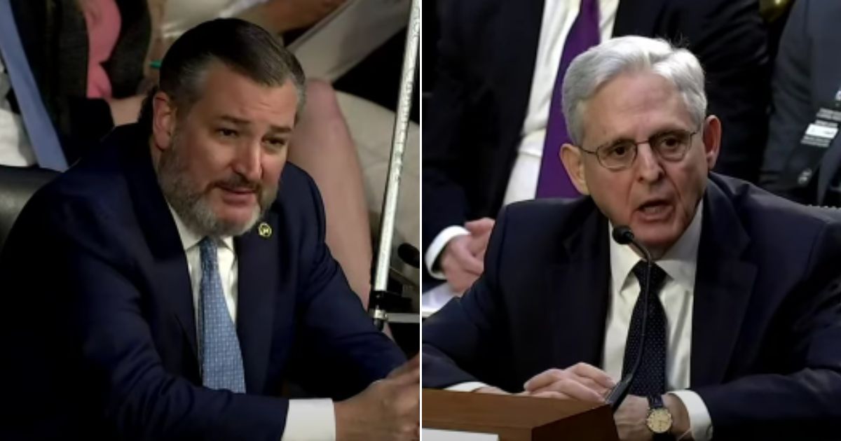 Sen. Ted Cruz, left, questions Attorney General Merrick Garland, right, on Wednesday.