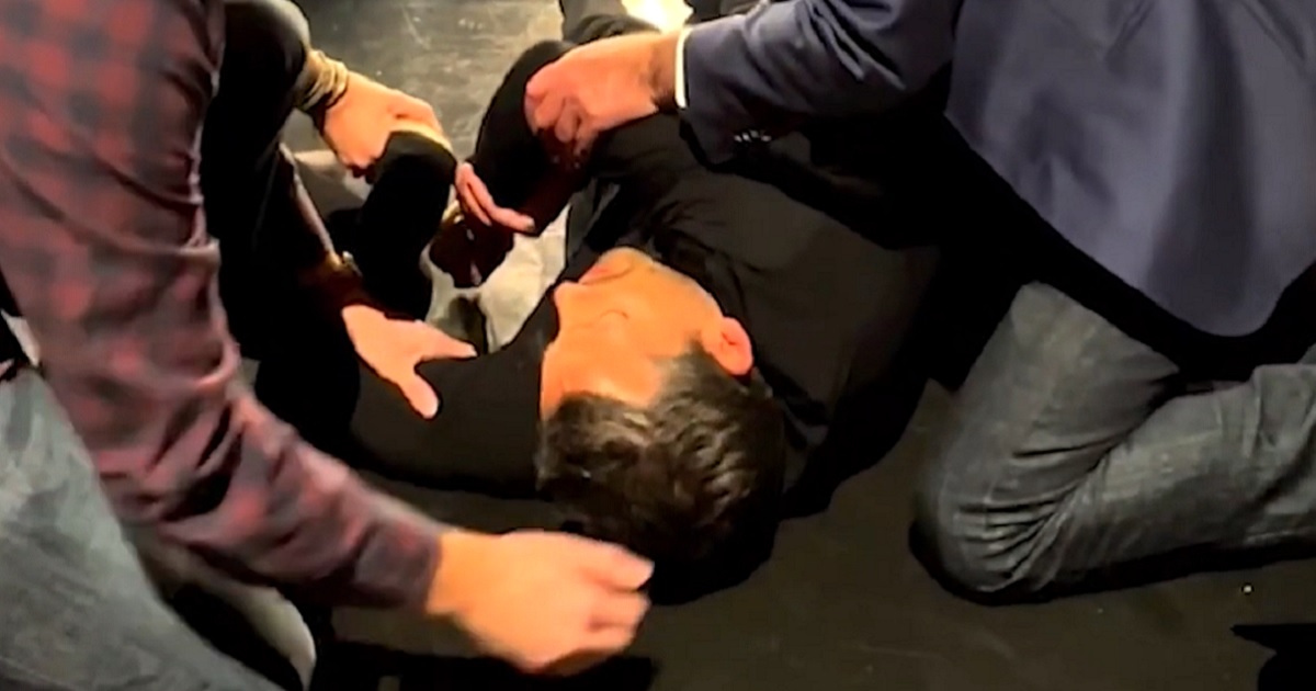 Magician David Blaine is treated after being injured in a stunt Saturday in Las Vegas.