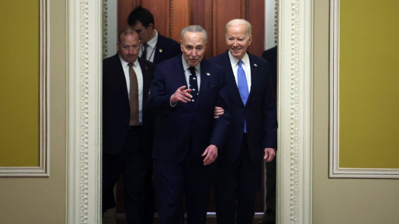 Video of Biden Hanging Onto Chuck Schumer as They Walk Through Capitol Goes Viral: ‘Sad to Watch’