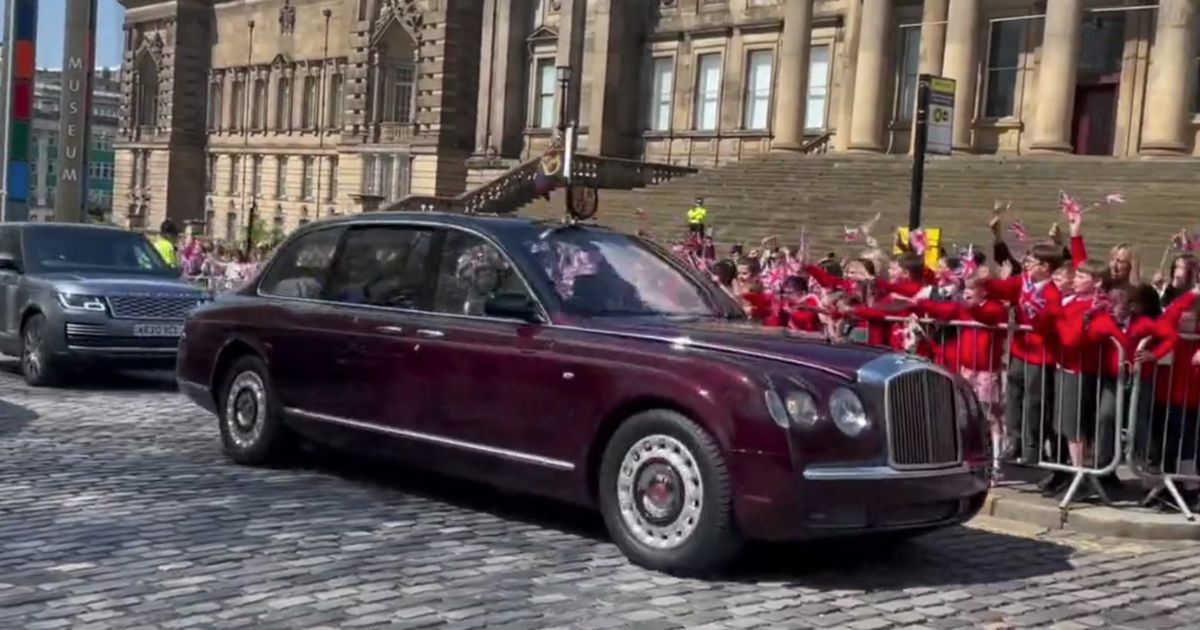 This Twitter screen shot shows the King and Queen Consort arriving at Liverpool library.