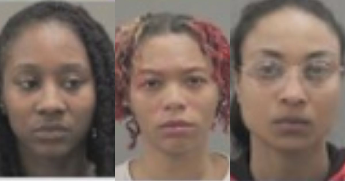 Shatay Barney, left, Andriana Carothers, middle, and Ashlee Morris, right, are three of four women arrested and charged after fighting at their children's bus stop.