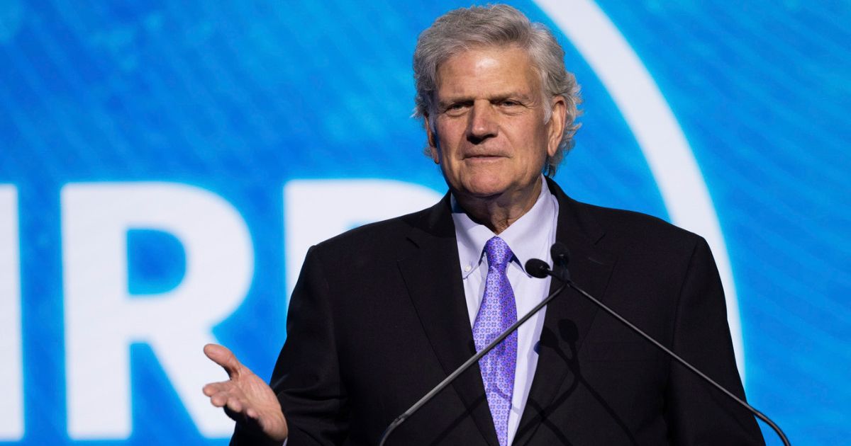 The Rev. Franklin Graham speaks at the International Christian Media Convention hosted by the National Religious Broadcasters in Orlando, Florida, on Monday.