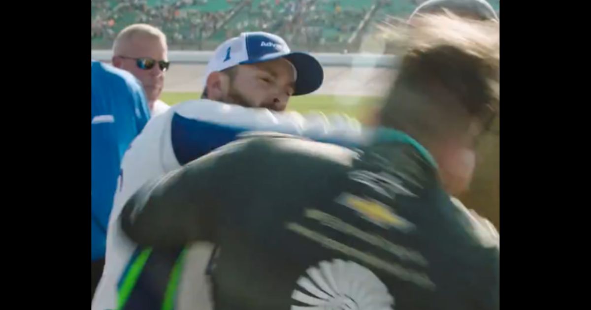 NASCAR driver Ross Chastain punches Noah Gragson on pit road as the two got into a fight.