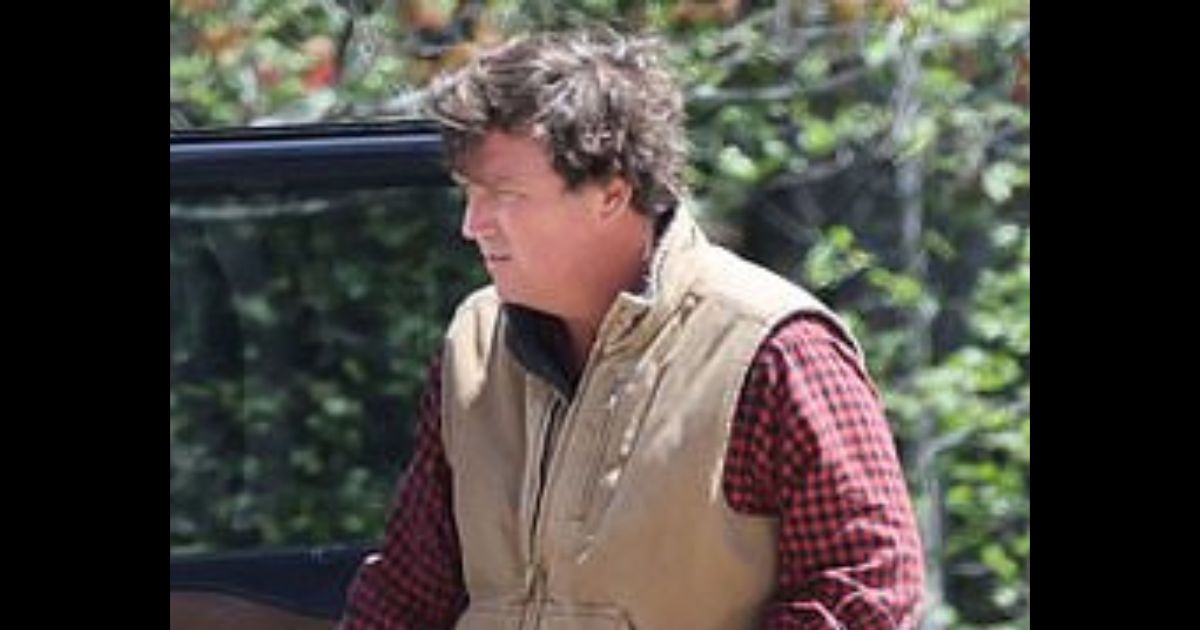 Tucker Carlson is seen outside his former studio in Maine.
