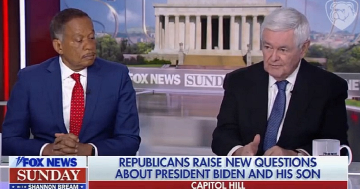Juan Williams and Newt Gingrich on the set of "Fox News Sunday" on May 7, 2023.
