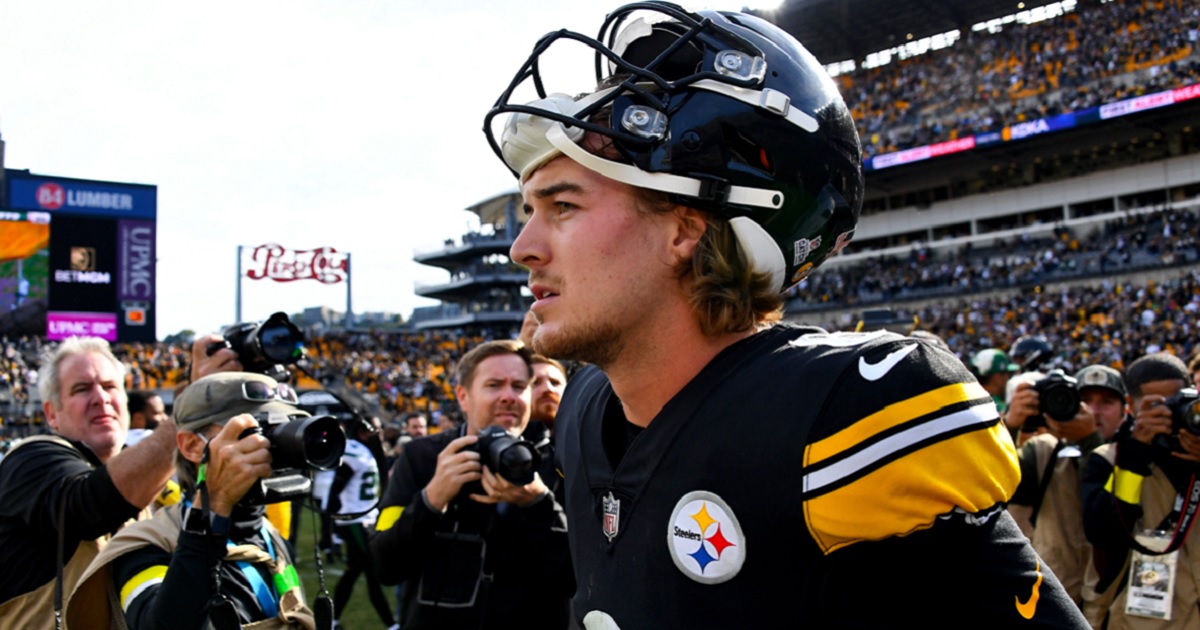 Pittsburgh Steelers backup quarterback Kenny Pickett is pictured in an October file photo after a game against the Jets at Pittsburgh's Acrisure Stadium.