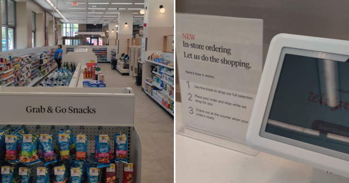 two images from the inside of a Chicago Walgreens