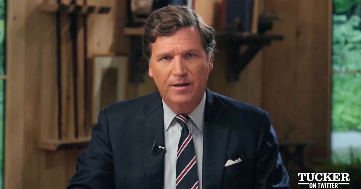 Tucker Carlson speaks on the second episode of his Twitter show Thursday.