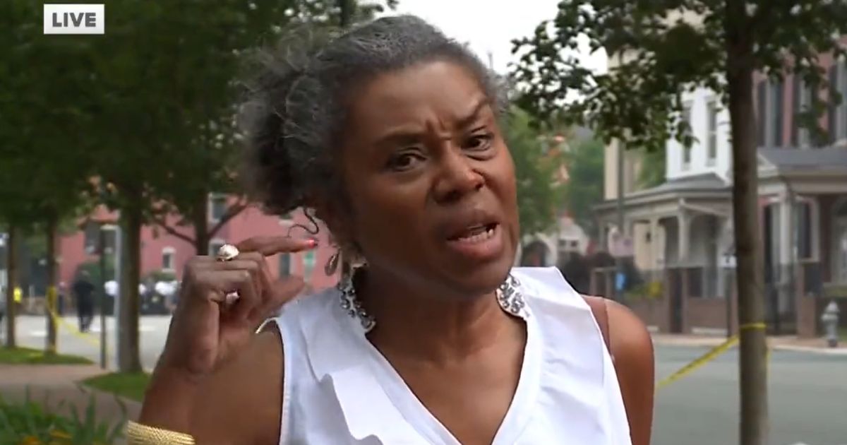 Virginia Lt. Gov. Winsome Earle-Sears talks with WTVR-TV in Richmond about a shooting.