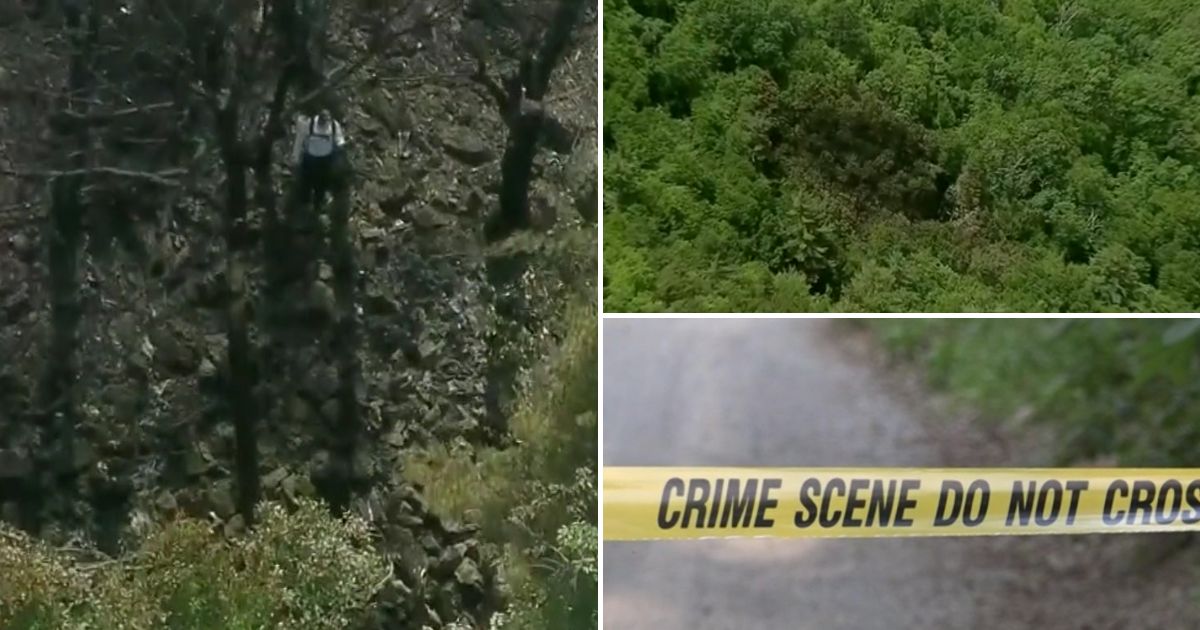 A collage of video stills showing the crash site.