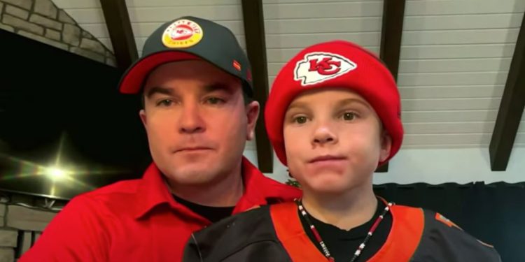 After being accused of "racism" during an NFL game on Sunday, 9-year-old Holden Armenta, right, and his father Bubba Armenta, left, appeared on "Jesse Watters Primetime" on Wednesday to tell his story.