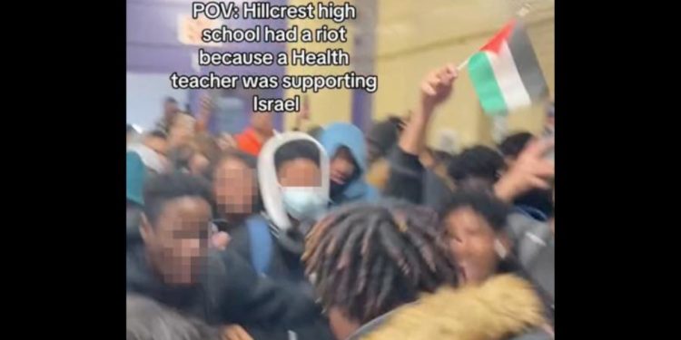 This Twitter screen shot shows students at a New York school, who allegedly rioted after a teacher expressed views in support of Israel.