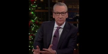 This Twitter screen shot shows Bill Maher reacting in the middle of a monologue about the ongoing conflict between Israel and Hamas.