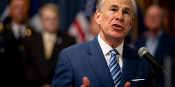 AUSTIN, TEXAS - JUNE 08: Texas Gov. Greg Abbott speaks during a news conference at the Texas State Capitol on June 08, 2023 in Austin, Texas. Gov. Abbott and Texas Department of Public Safety Director Steve McCraw joined bill authors, sponsors, legislators and law enforcement members in the signing of bills designated towards enhancing border security along the southern border. (Photo by Brandon Bell/Getty Images)