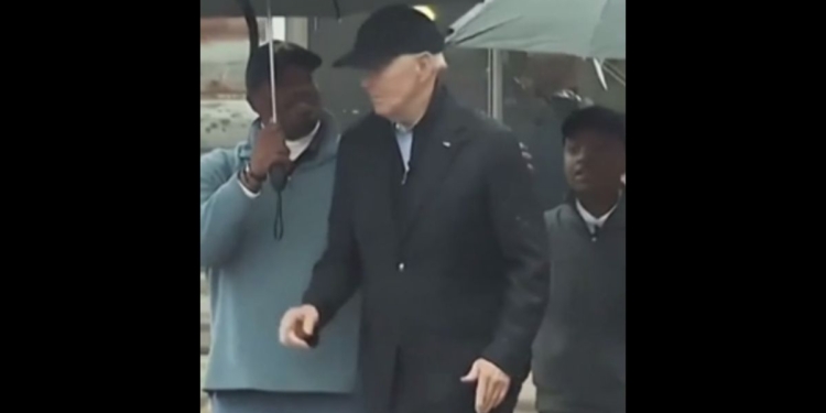 An awkward video of President Joe Biden in Michigan became a funny meme shared by former President Donald Trump.