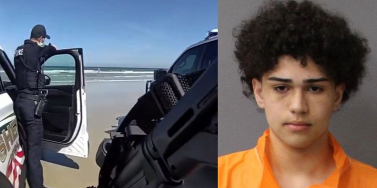 Officers with the Volusia Sheriff's Office had a standoff with a gun-wielding teen who ran into the ocean at New Smyrna Beach in Florida on Thursday. The suspect, Felixander Solis-Guzman, 16, eventually surrendered.