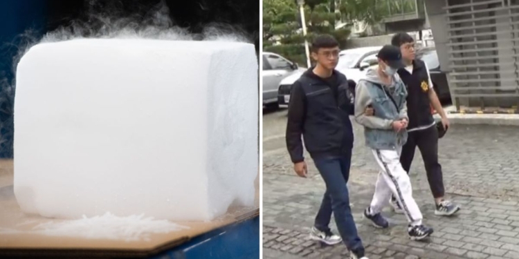 Officers in Taiwan take a man accused of insurance fraud into custody. The suspect claimed he had frostbite, but it was later determined his long-term exposure to dry ice led to the severe frostbite and necrosis that forced doctors to amputate his lower legs.
