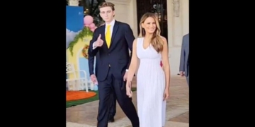 Barron Trump turned heads on social media this week after his height stole the show at an Easter party on Sunday.
