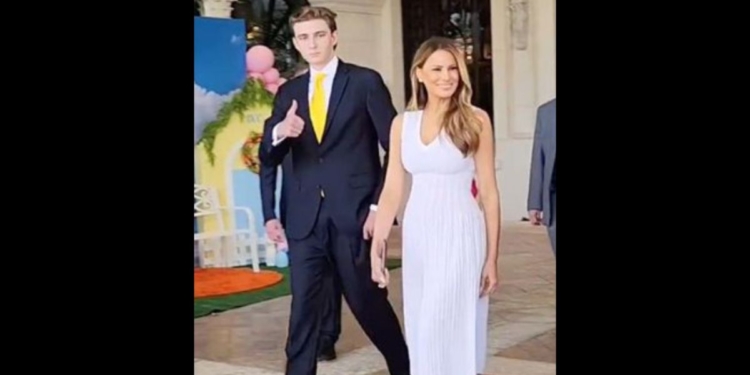Barron Trump turned heads on social media this week after his height stole the show at an Easter party on Sunday.