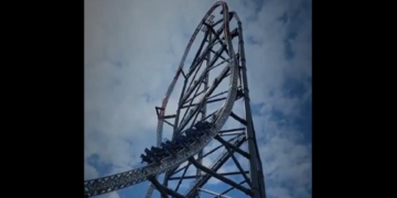 The Top Thrill 2 roller coaster at Ohio's Cedar Point amusement park.