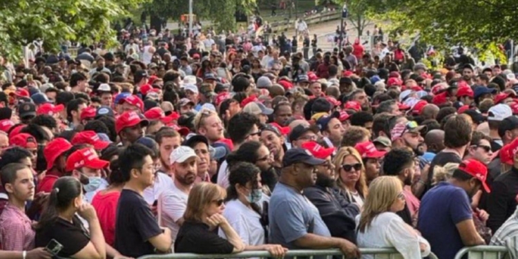 This X screen shot shows the crowd at a rally for former President Donald Trump in South Bronx, New York, on May 23, 2024.