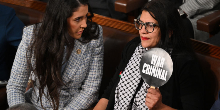 ‘Squad’ Member Holds Sign Up Calling Netanyahu a War Criminal During His Speech