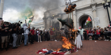 GOP Lawmakers Raise the American Flag Near the Capitol After Protesters Replace It With Palestinian Flag