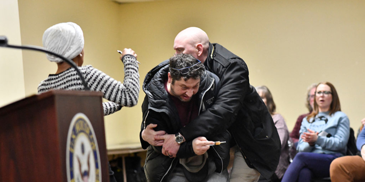 Man Sprays Ilhan Omar With Unknown Substance During Town Hall