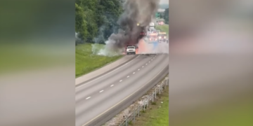 Fireworks Trailer Erupts in Explosive Highway Chaos